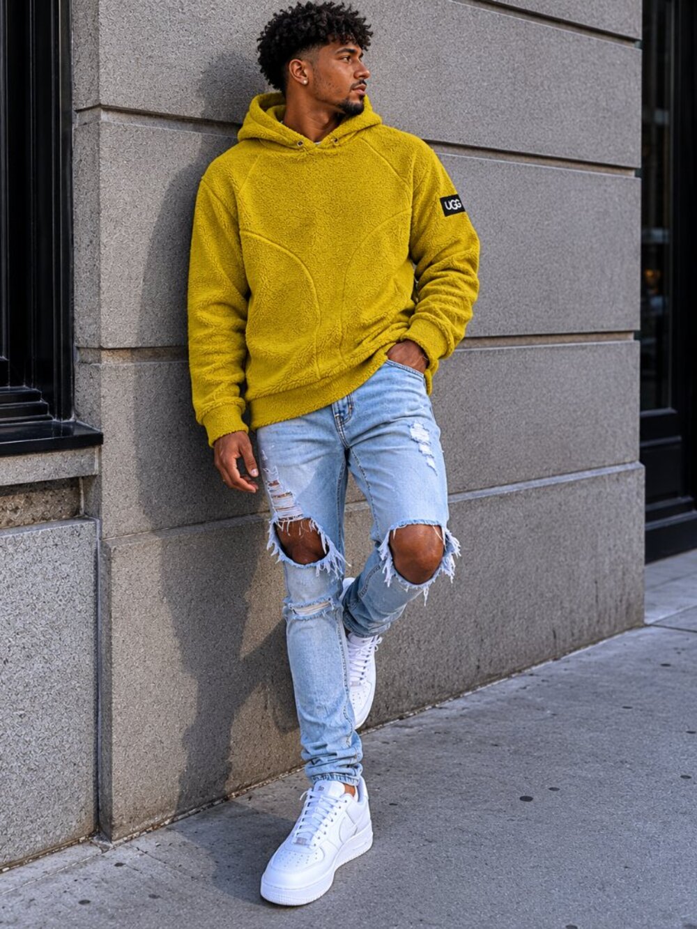 UGG Men’s Mustard Yellow Pullover Hoodie Sweatshirt NEW NWT - Size XL